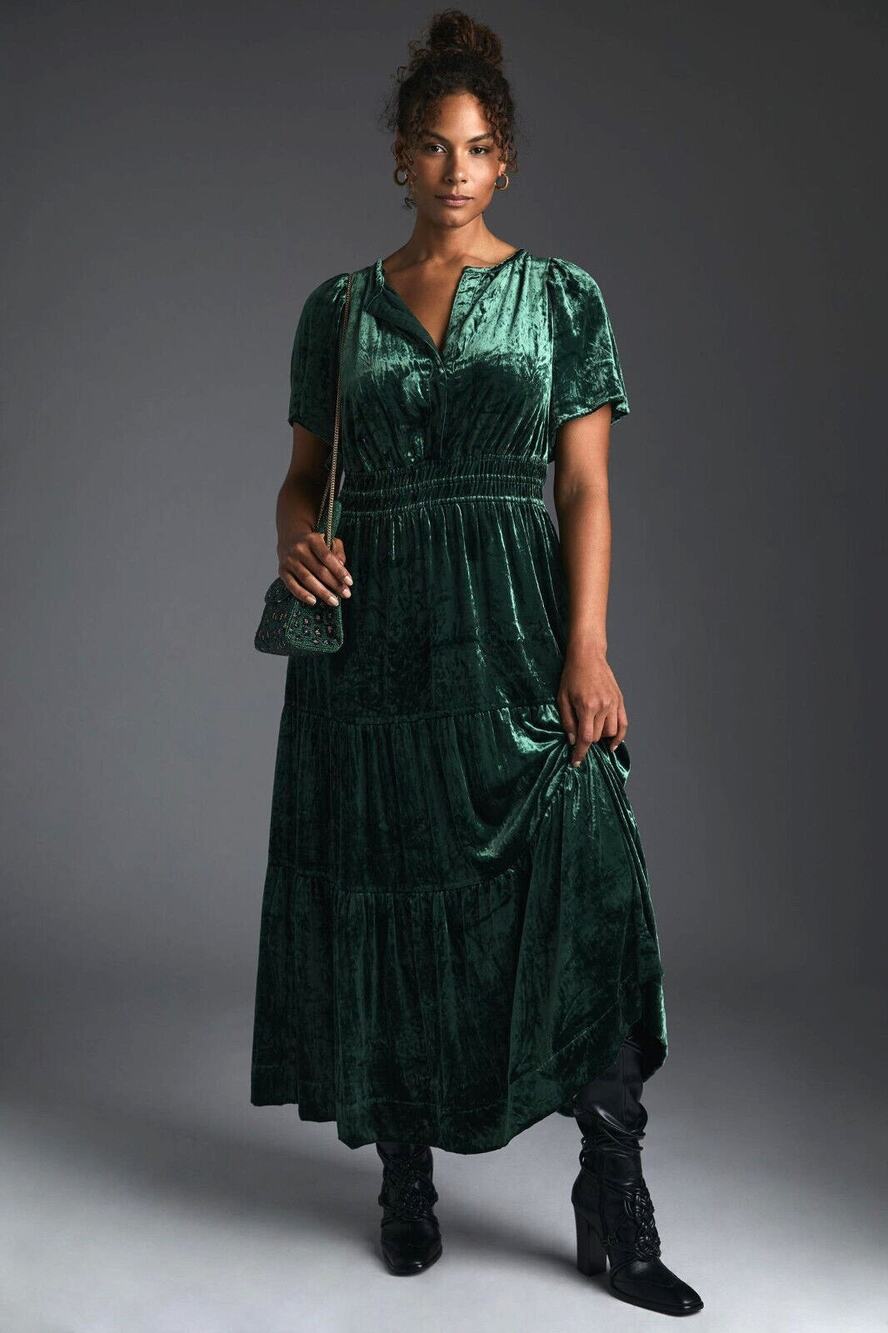 nwt by ANTHRPOLOGIE sz XL Somerset Maxi Dress: Velvet Edition